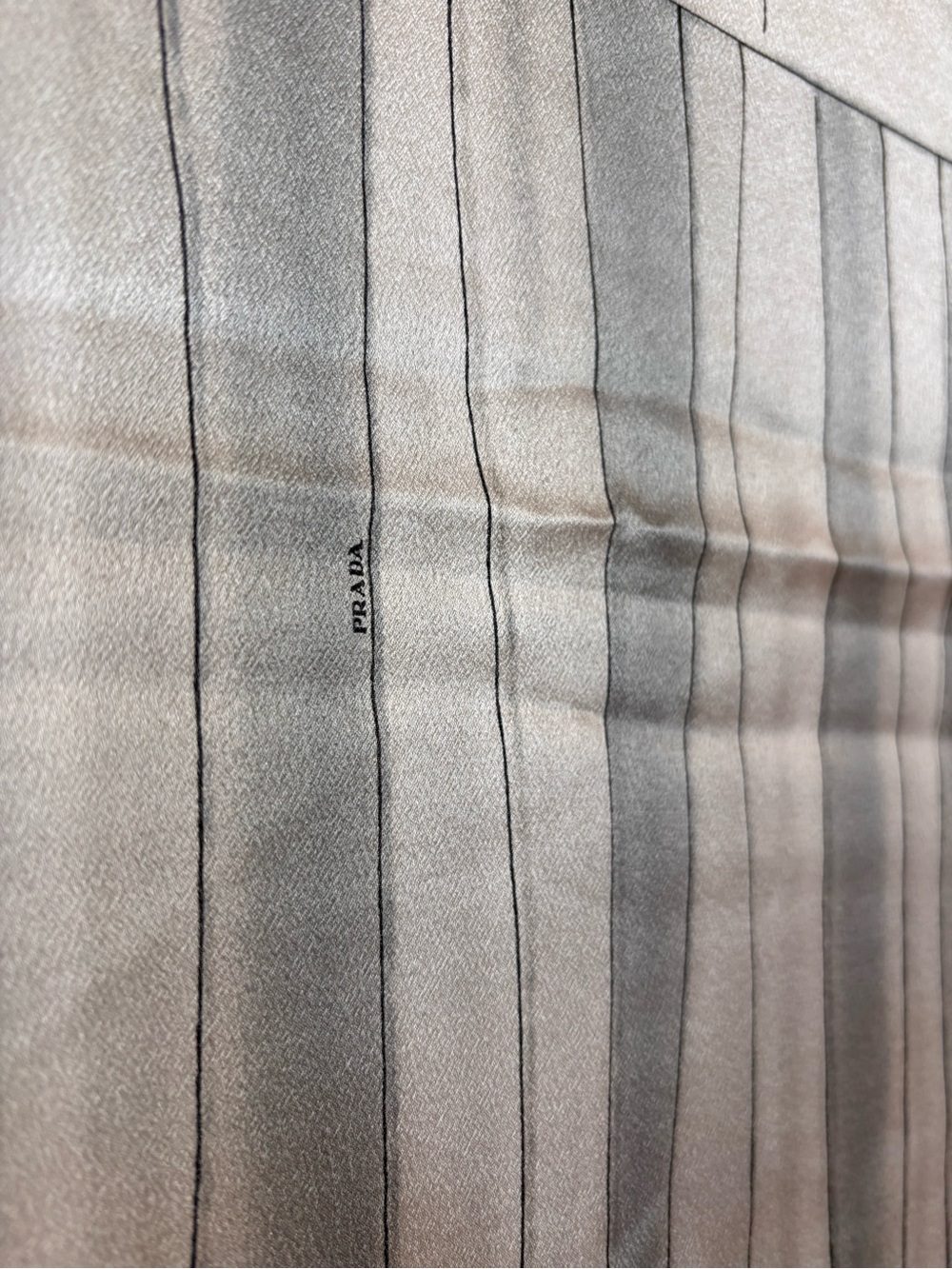 PRADA Vintage Oversized Silk Scarf Shawl 53” X 53” Gray Minimalist Logo Print - Picture 14 of 17
